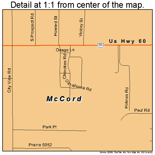 McCord, Oklahoma road map detail