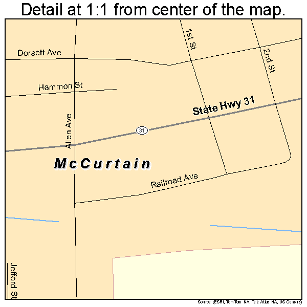 McCurtain, Oklahoma road map detail