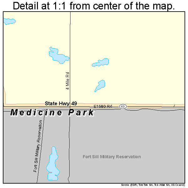 Medicine Park, Oklahoma road map detail