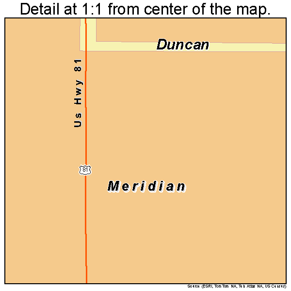 Meridian, Oklahoma road map detail