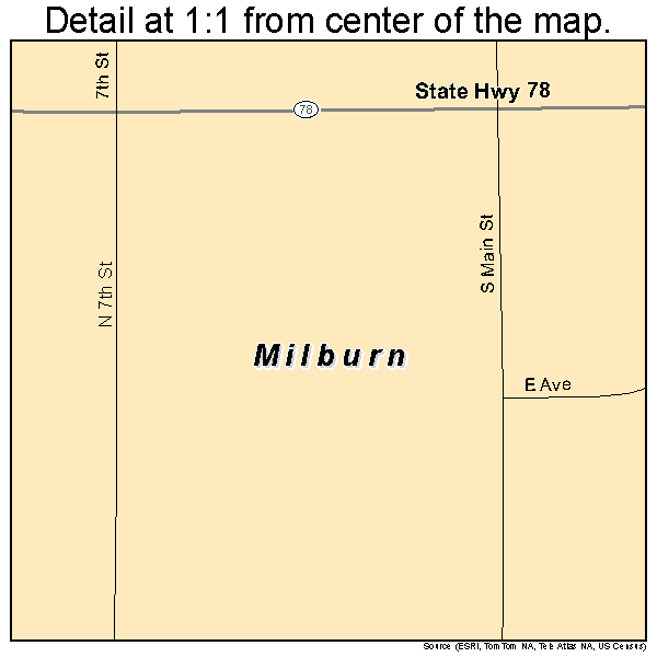 Milburn, Oklahoma road map detail