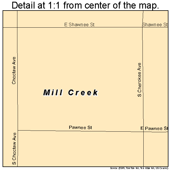 Mill Creek, Oklahoma road map detail