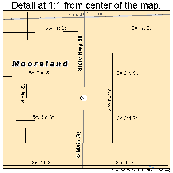 Mooreland, Oklahoma road map detail