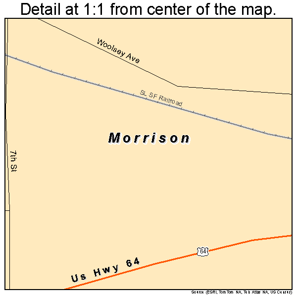 Morrison, Oklahoma road map detail