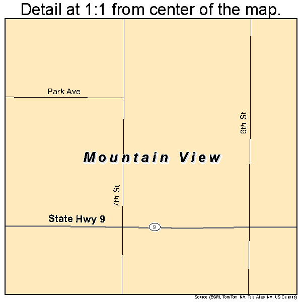 Mountain View, Oklahoma road map detail