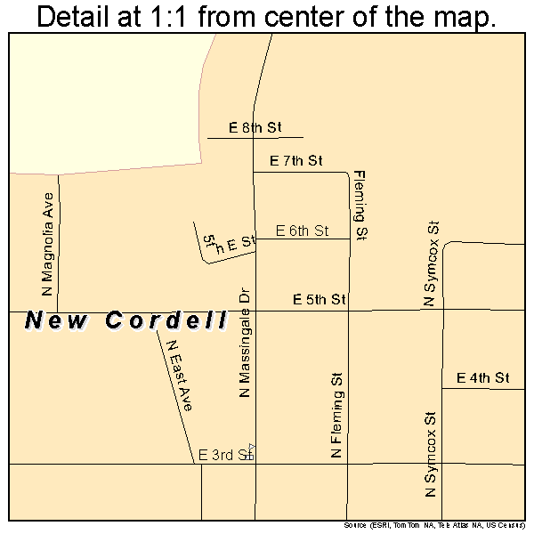 New Cordell, Oklahoma road map detail