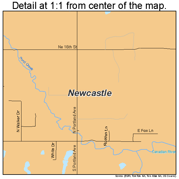 Newcastle, Oklahoma road map detail