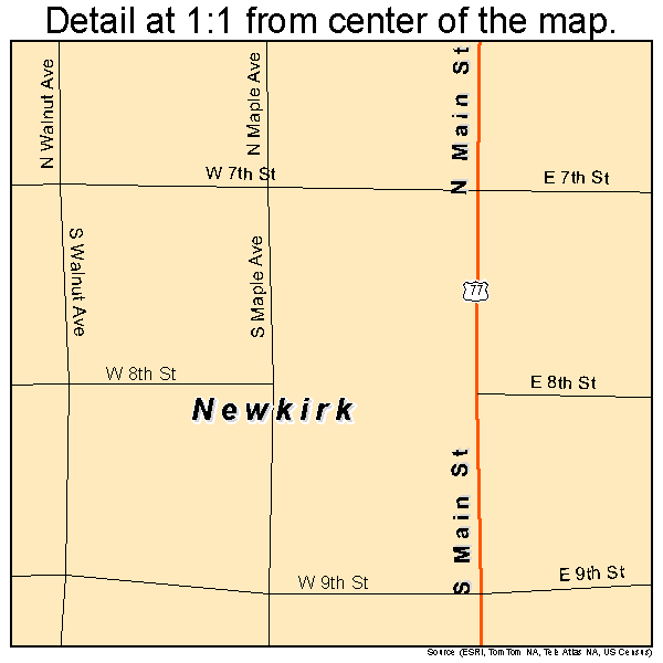 Newkirk, Oklahoma road map detail