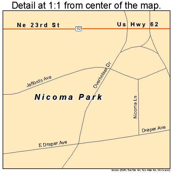 Nicoma Park, Oklahoma road map detail