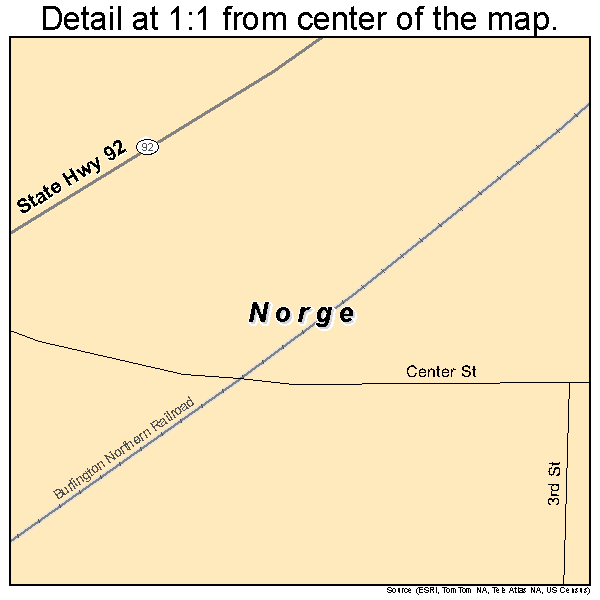 Norge, Oklahoma road map detail