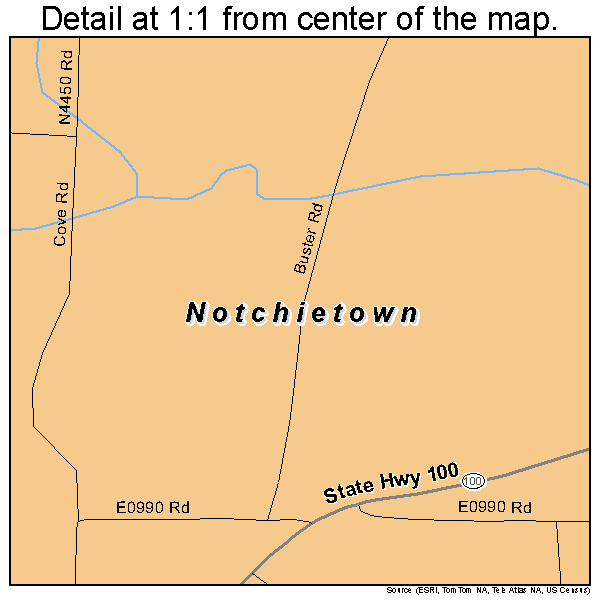 Notchietown, Oklahoma road map detail