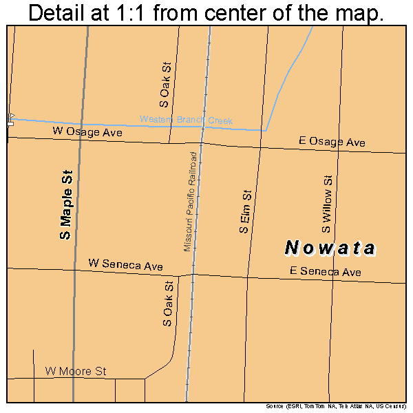 Nowata, Oklahoma road map detail