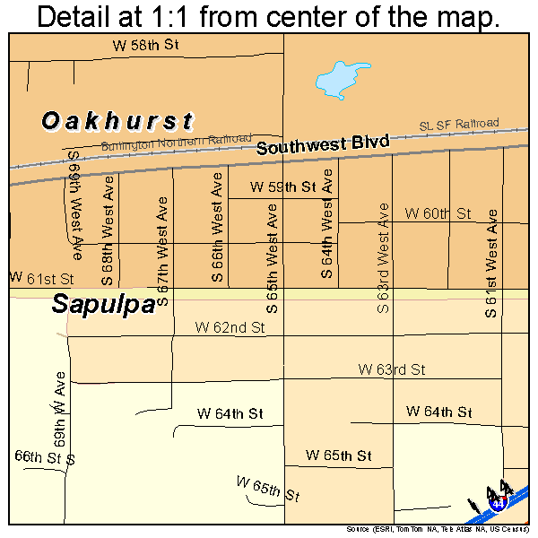 Oakhurst, Oklahoma road map detail