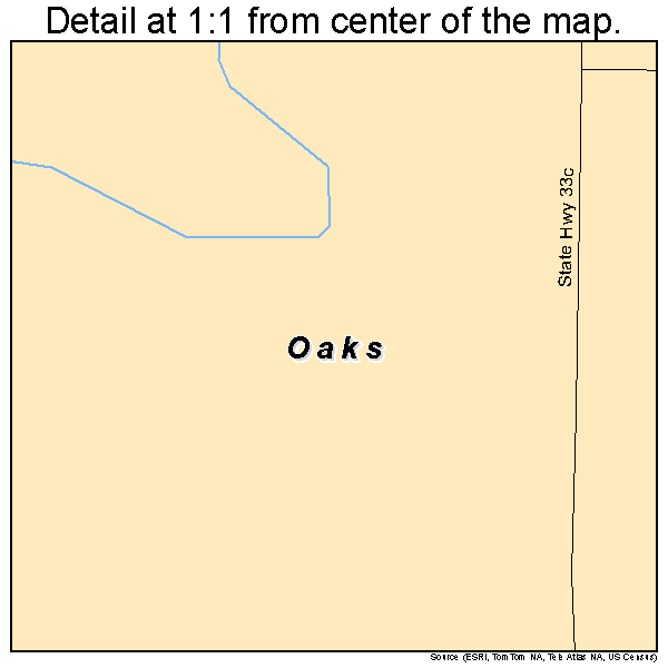 Oaks, Oklahoma road map detail