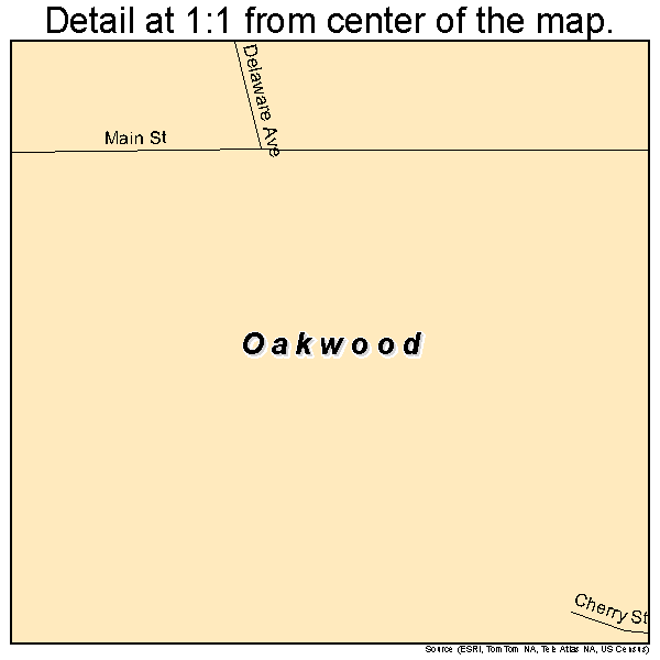 Oakwood, Oklahoma road map detail