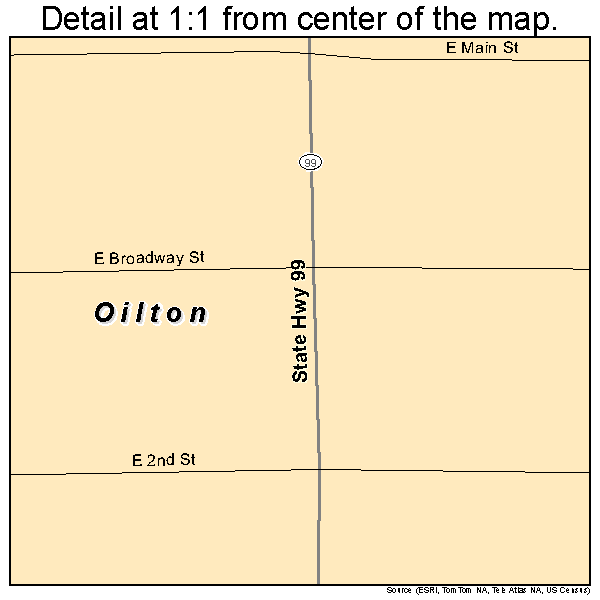 Oilton, Oklahoma road map detail