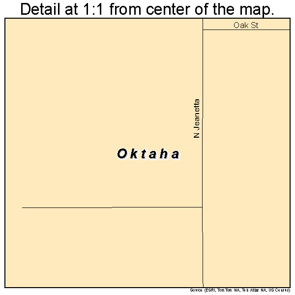 Oktaha, Oklahoma road map detail