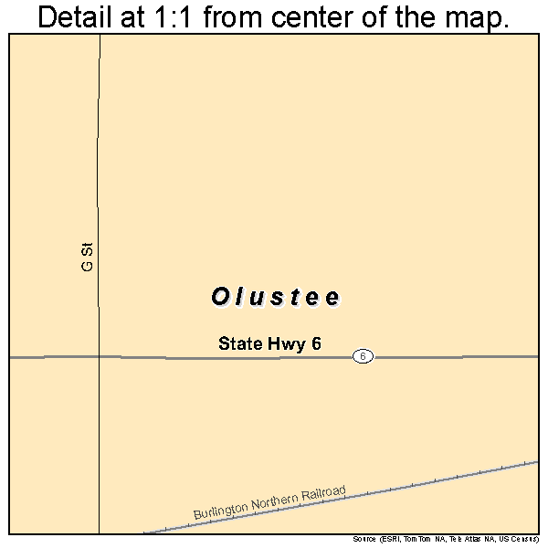 Olustee, Oklahoma road map detail