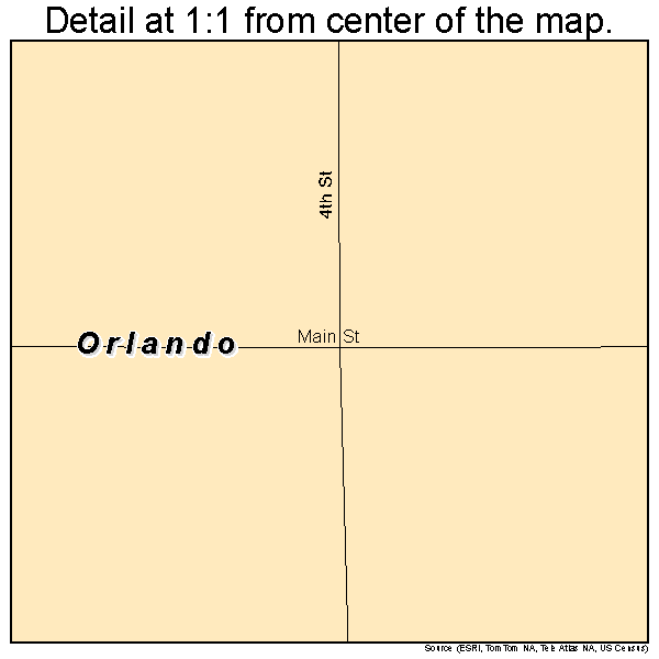 Orlando, Oklahoma road map detail