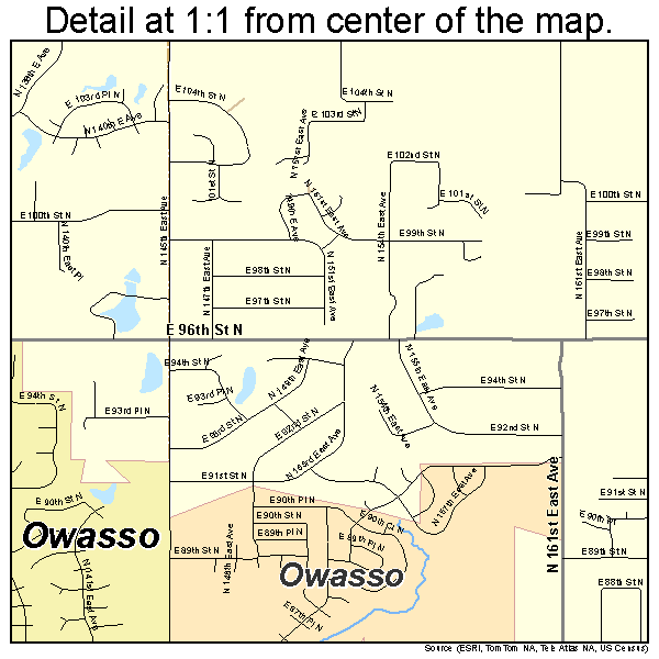Owasso, Oklahoma road map detail
