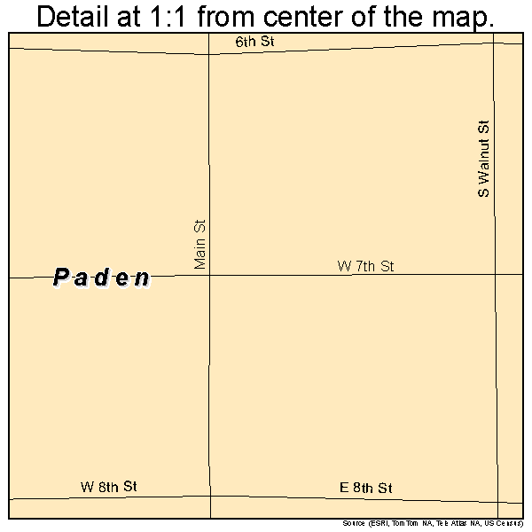 Paden, Oklahoma road map detail