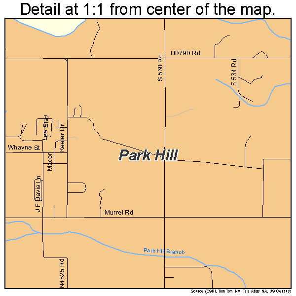 Park Hill, Oklahoma road map detail