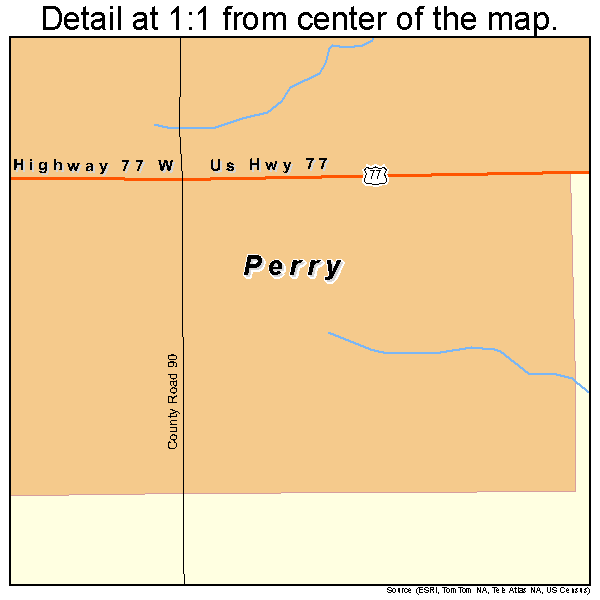 Perry, Oklahoma road map detail