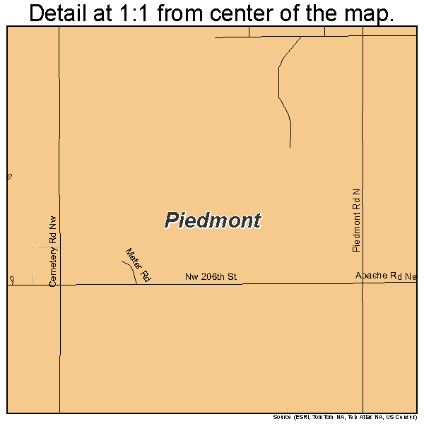 Piedmont, Oklahoma road map detail