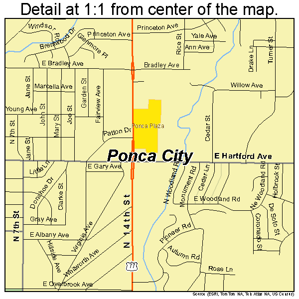 Ponca City, Oklahoma road map detail