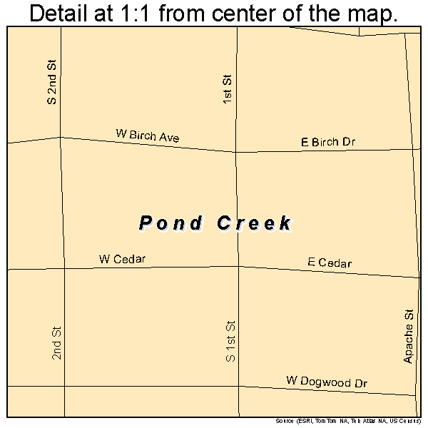 Pond Creek, Oklahoma road map detail