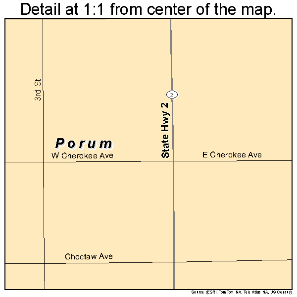Porum, Oklahoma road map detail