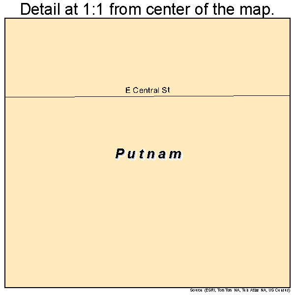 Putnam, Oklahoma road map detail