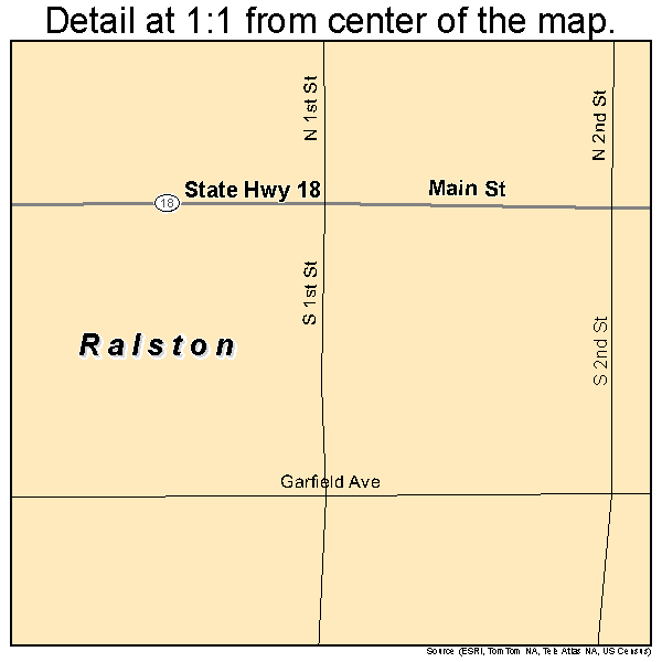 Ralston, Oklahoma road map detail
