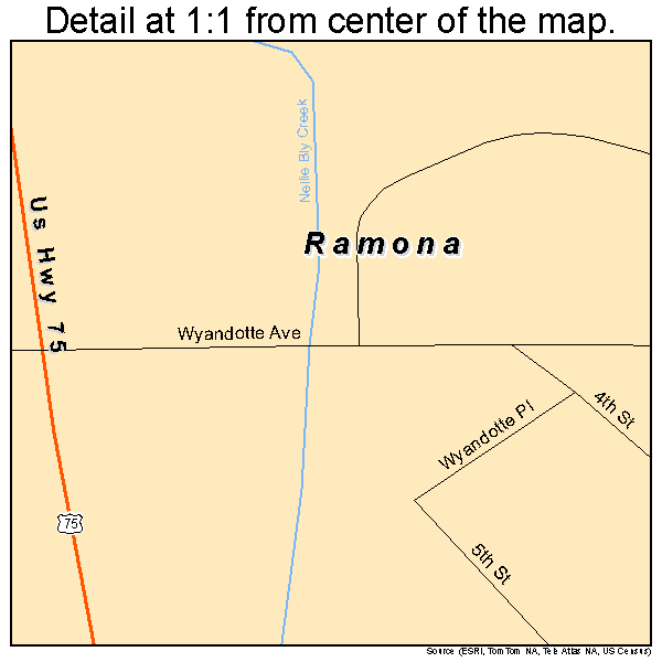 Ramona, Oklahoma road map detail