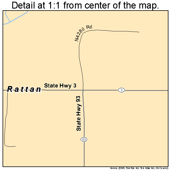 Rattan, Oklahoma road map detail