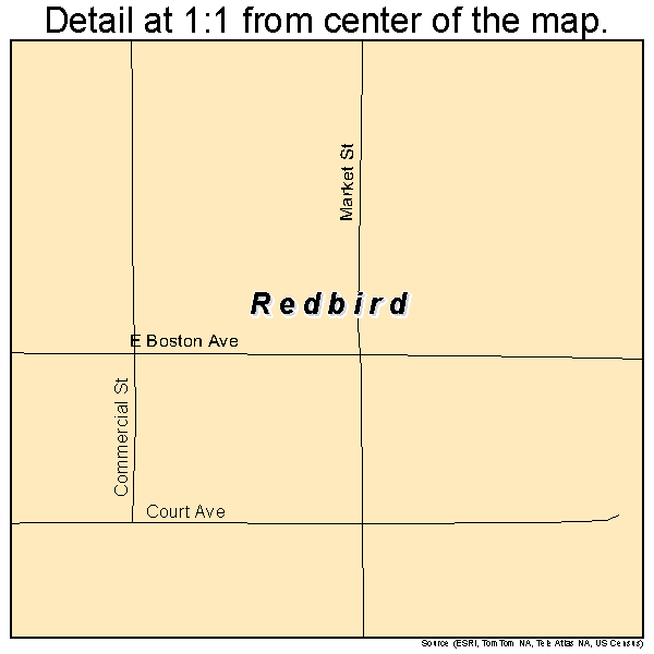 Redbird, Oklahoma road map detail
