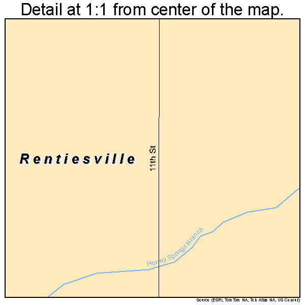 Rentiesville, Oklahoma road map detail
