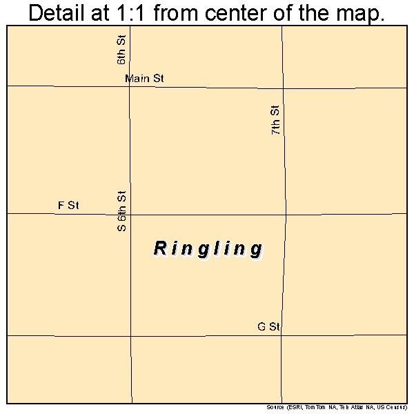 Ringling, Oklahoma road map detail