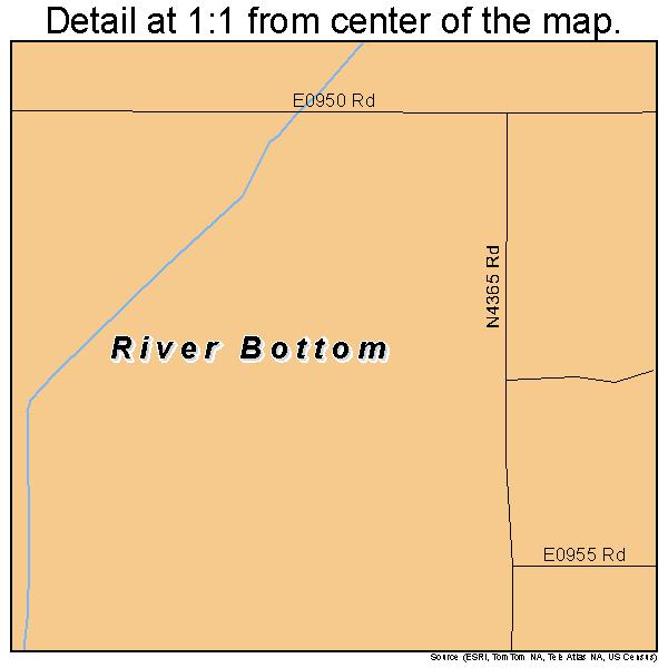 River Bottom, Oklahoma road map detail