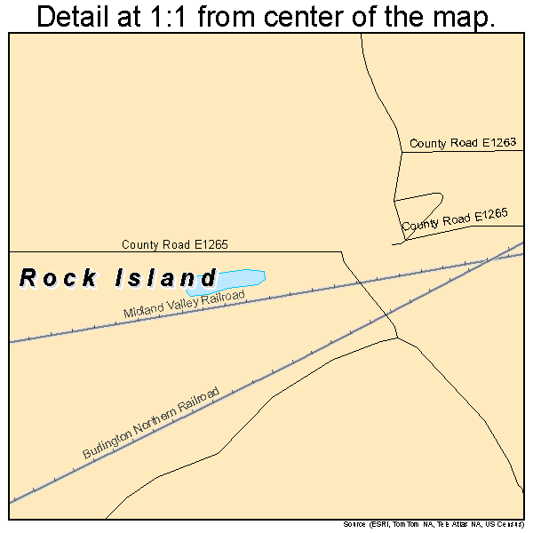 Rock Island, Oklahoma road map detail