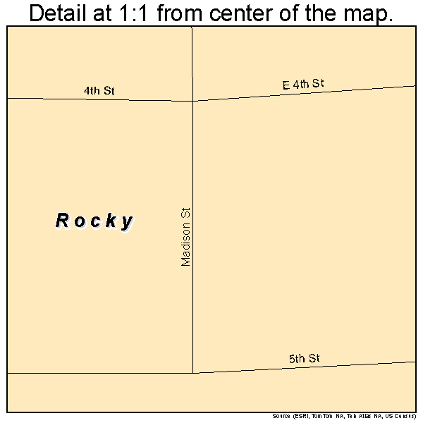 Rocky, Oklahoma road map detail