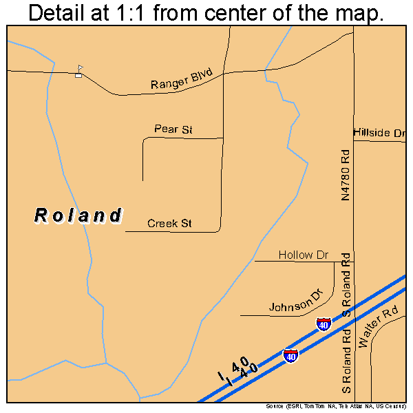 Roland, Oklahoma road map detail