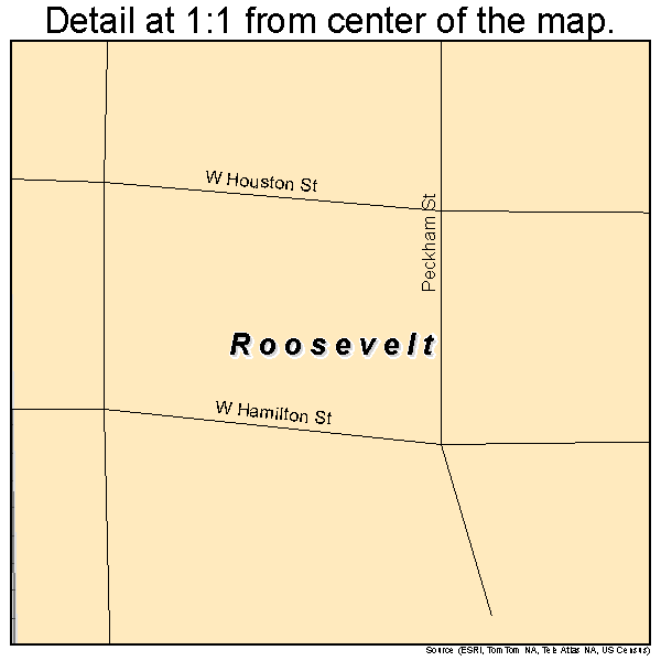 Roosevelt, Oklahoma road map detail