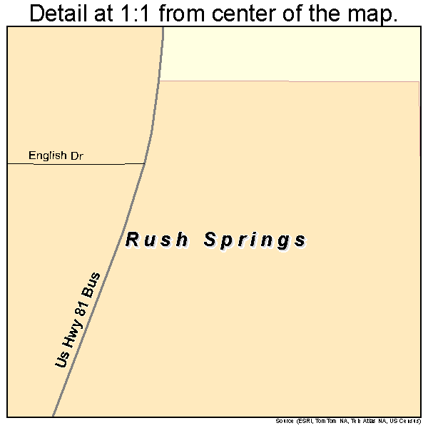 Rush Springs, Oklahoma road map detail