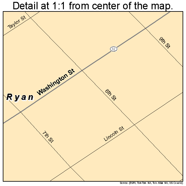 Ryan, Oklahoma road map detail