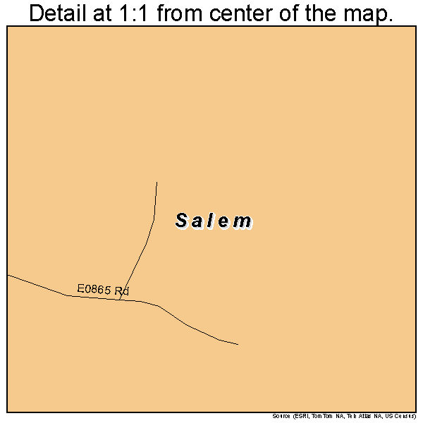 Salem, Oklahoma road map detail