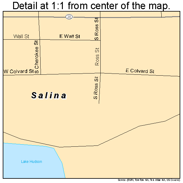 Salina, Oklahoma road map detail