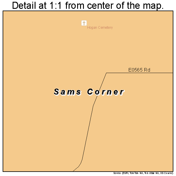 Sams Corner, Oklahoma road map detail