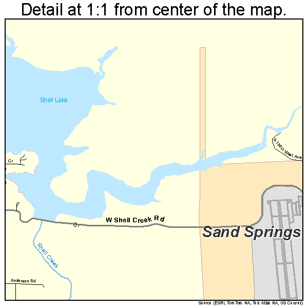 Sand Springs, Oklahoma road map detail