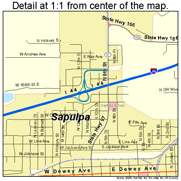 Sapulpa, Oklahoma road map detail